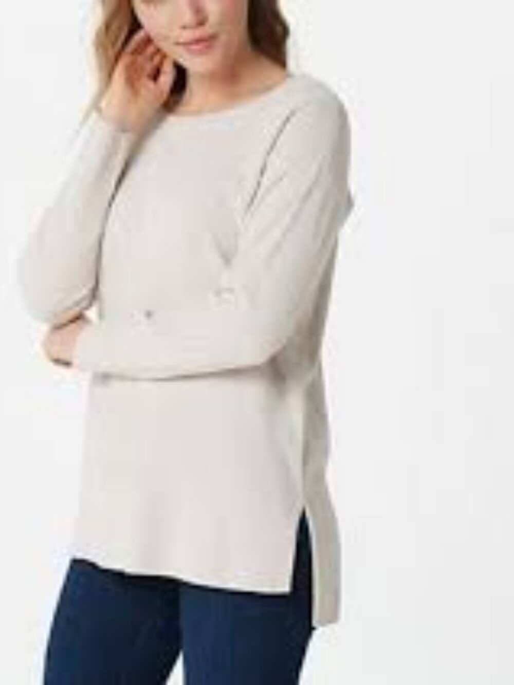 31 - NWT BAREFOOT DREAM COZYCHIC ULTRA LITE CRENECK WITH HIGH SLITS STONE - Picture 5 of 6